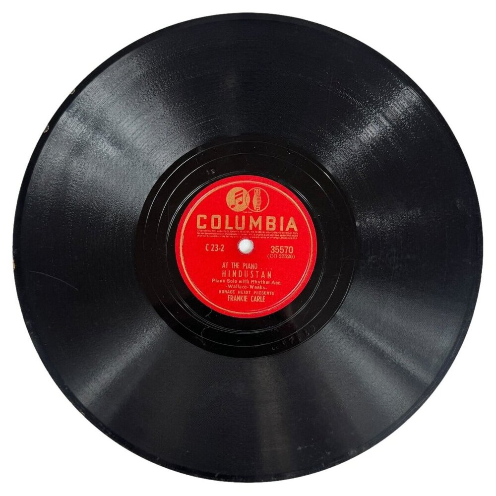 Frankie Carle At The Piano Hindustan 10in Shellac 78 RPM Columbia 35570 Vintage